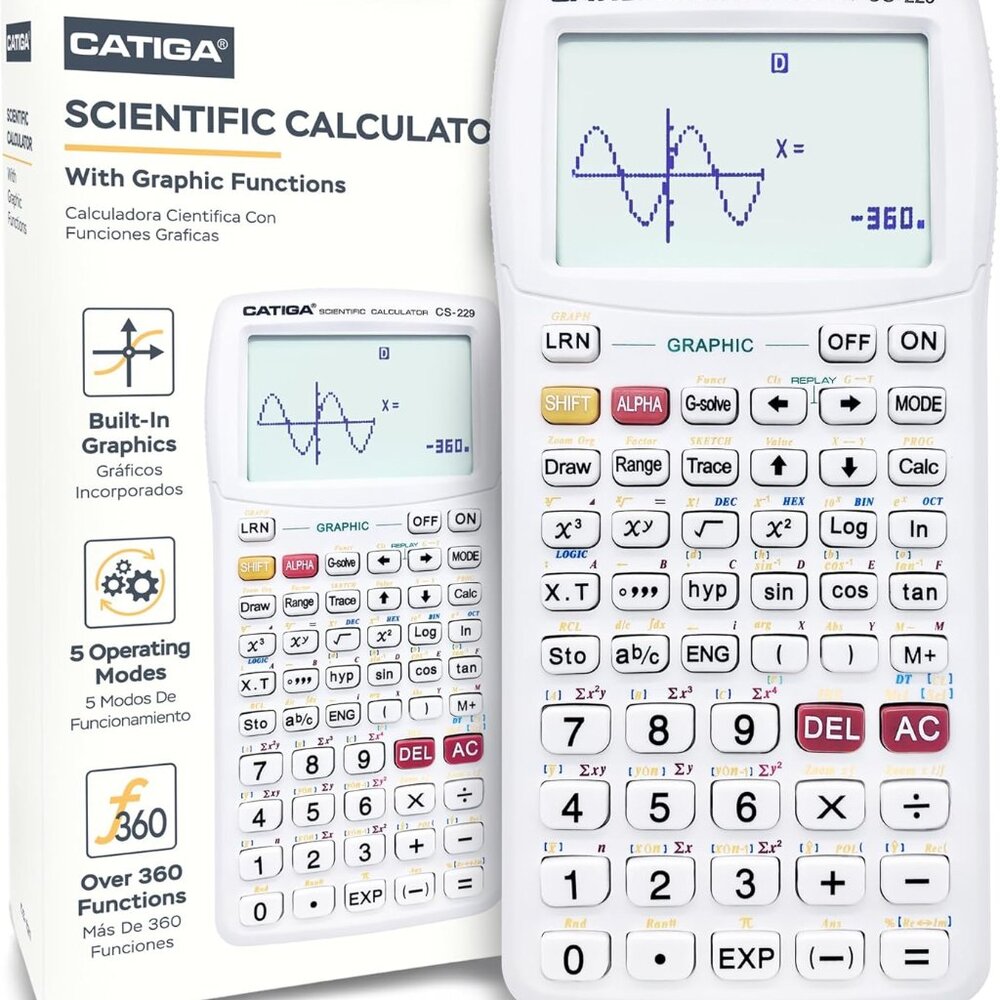 CATIGA Scientific Calculator with Graphic Functions, CS-229 - White, NEW